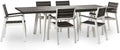 Keter Set da pranzo, 240 con 6 Poltrone colore Bianco, Grigio, Set da Giardino Tavolo allungabile 160
