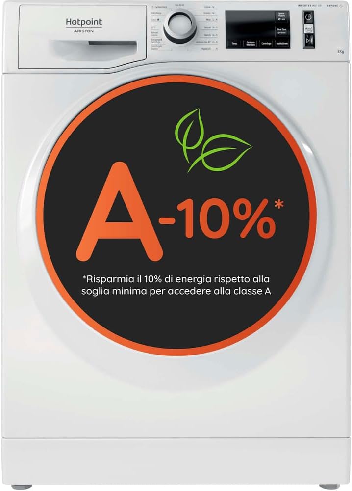 Lavatrice, Funzione Vapore per Rimuovere Batteri, ARISTON NR WS A IT - 8 kg Carica Frontale, 12 Programmi, Centrifuga 1400 Giri, Hotpoint 748G