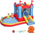 AIYAPLAY 840D Giochi e castelli gonfiabili, Parco Acquatico con Scivolo, Trampolino, Piscina Palline, Canestro Basket, Soffiatore, Borsa Trasporto