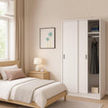 Dmora Armadio, Mobile con ripiano e barra appendiabiti, Guardaroba 2 ante Lansing, per camera da letto, Bianco
