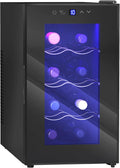 Cantine indipendenti, Luci LED, con Display Touch, Vetro Anti UV, Ripiani Regolabile, Termoelettrico, Classe, Nero, HOMCOM