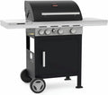 barbecook Barbecue a gas, Spring 3212 con tavolino fisso, 3 bruciatori e bruciatori laterali, griglie in ghisa smaltata