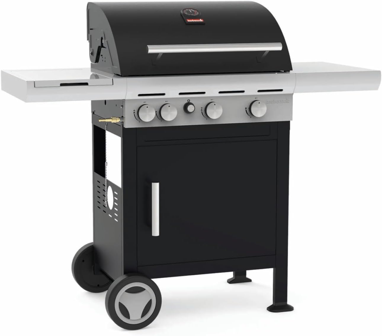 barbecook Barbecue a gas, Spring 3212 con tavolino fisso, 3 bruciatori e bruciatori laterali, griglie in ghisa smaltata