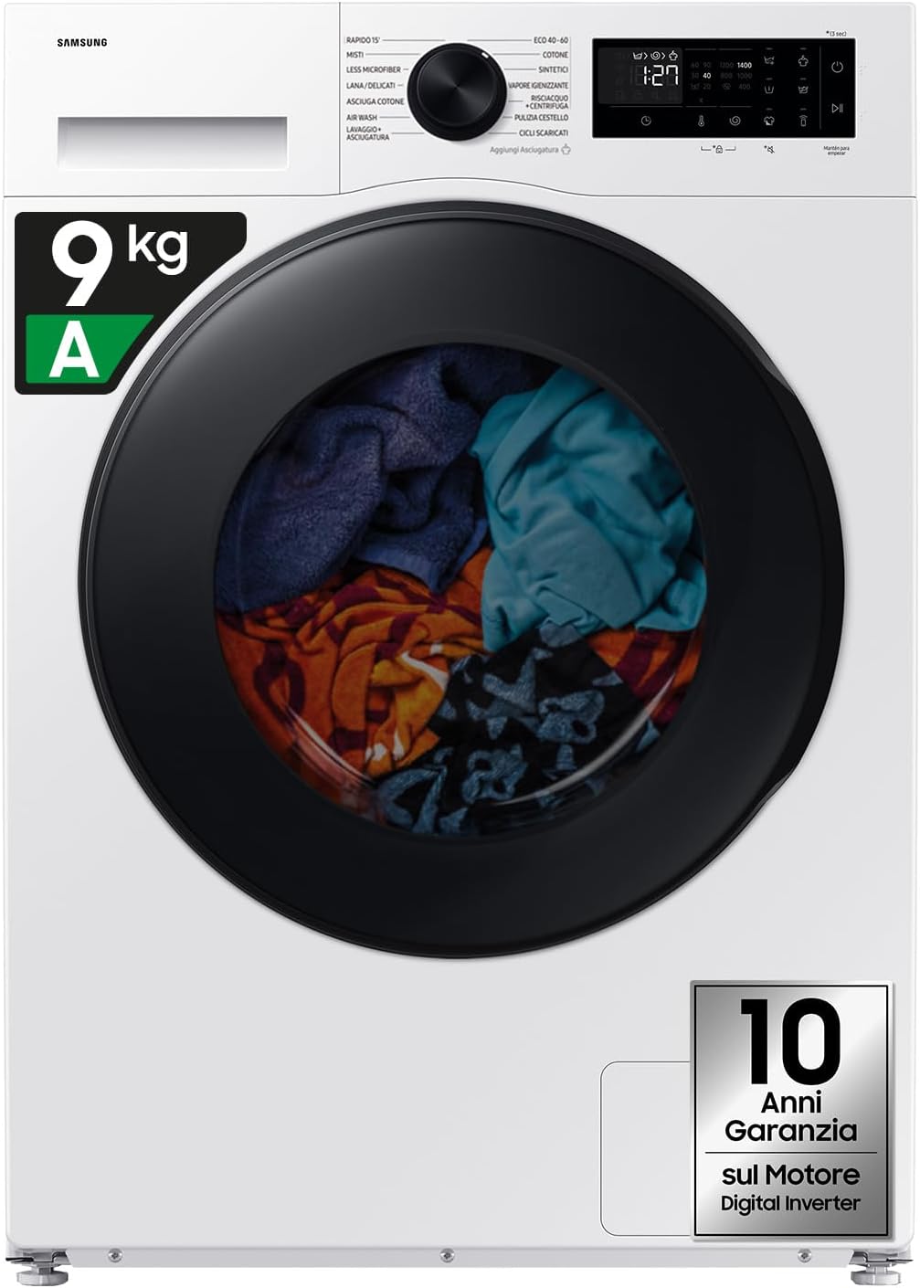 Samsung WD90DG6B85BKU3 Lavasciuga combinate, Lavasciuga AI Control, 9+6 kg, Ecodosatore, Vapore Igienizzante, AI Ecobubble, Carica Frontale