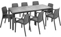 Set tavolo e sedie, Moie, Tavolo rettangolare allungabile con 8 sedie con braccioli, Salottino indoor, Made in Italy, Antracite, Dmora
