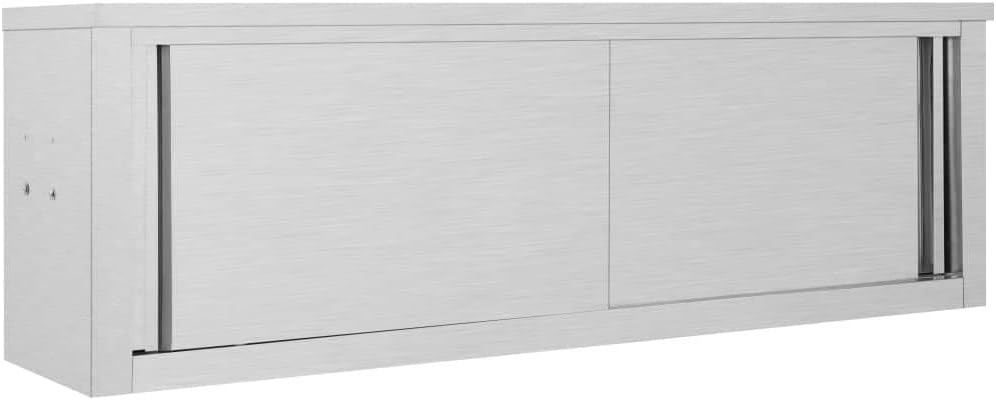 Mobili a muro, IKAYAA, Armadio da Cucina con Ante Scorrevoli Catering Pensile Pensile Ristoranti Pensili da Cucina in Acciaio Inox-150 x 40 x 50 cm