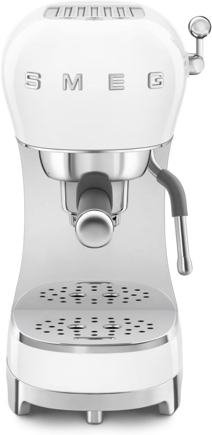 Macchine per espresso e cappuccino, 1350 W, Made in Italy, Cappuccino System, Thermoblock, Tazze Grandi e Funzione Caffè Doppio, Smeg ECF02WHEU