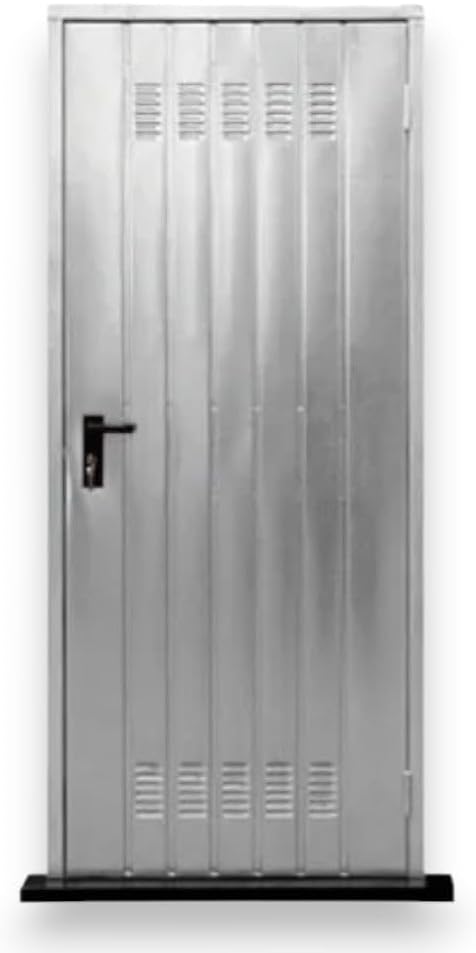 Porte a soffietto, Briconess.com, Porta Reversibile Multiuso per Cantina in Acciaio zincato con Maniglia - 80x200 cm