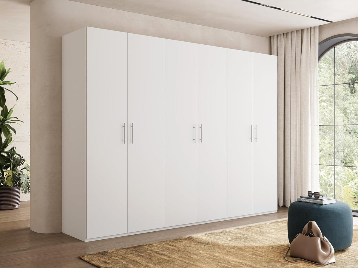 My Brand Armadio, Germanvox Swift Guardaroba 6 ante Camera da Letto Bianco Opaco Made in Italy L.270 P.53 H.202 cm