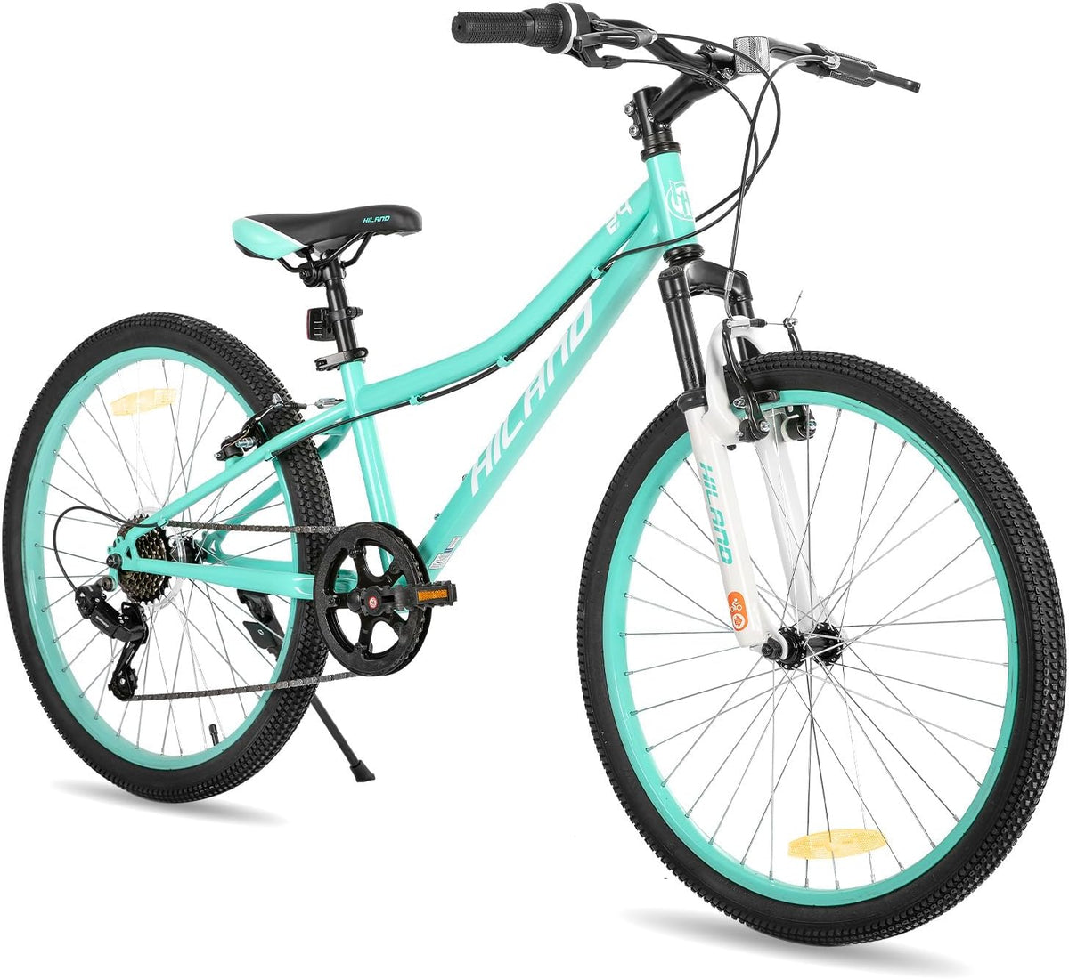 Mountain Bike, blu, nero, HILAND Climber Bicicletta per Bambini, con Forcella Ammortizzata per Ragazzi e Ragazze, 24', Freno a V, rosa, HH HILAND