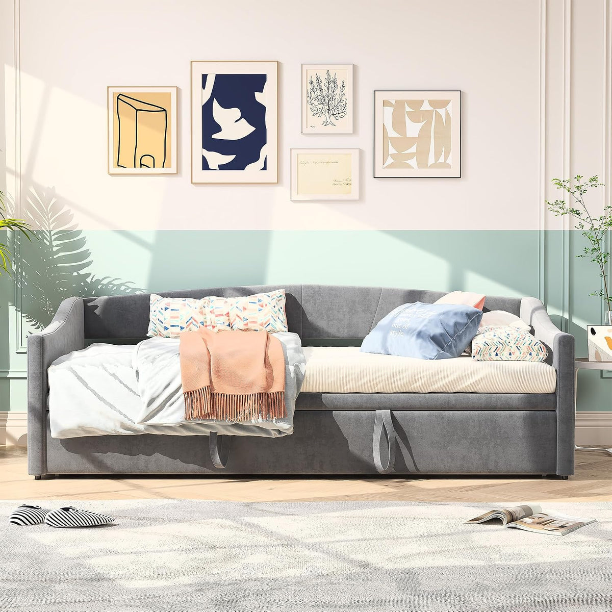 Divano, letto estraibile 90, tessuto in velluto delicato sulla pelle, 180 x 200 cm, letto matrimoniale, singolo con estraibile, KeepGoon