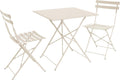 sweeek Set di mobili, 70 cm Beige - 70x70x71 cm, Set Tavolo da Giardino Pieghevole in Acciaio con 2 sedie
