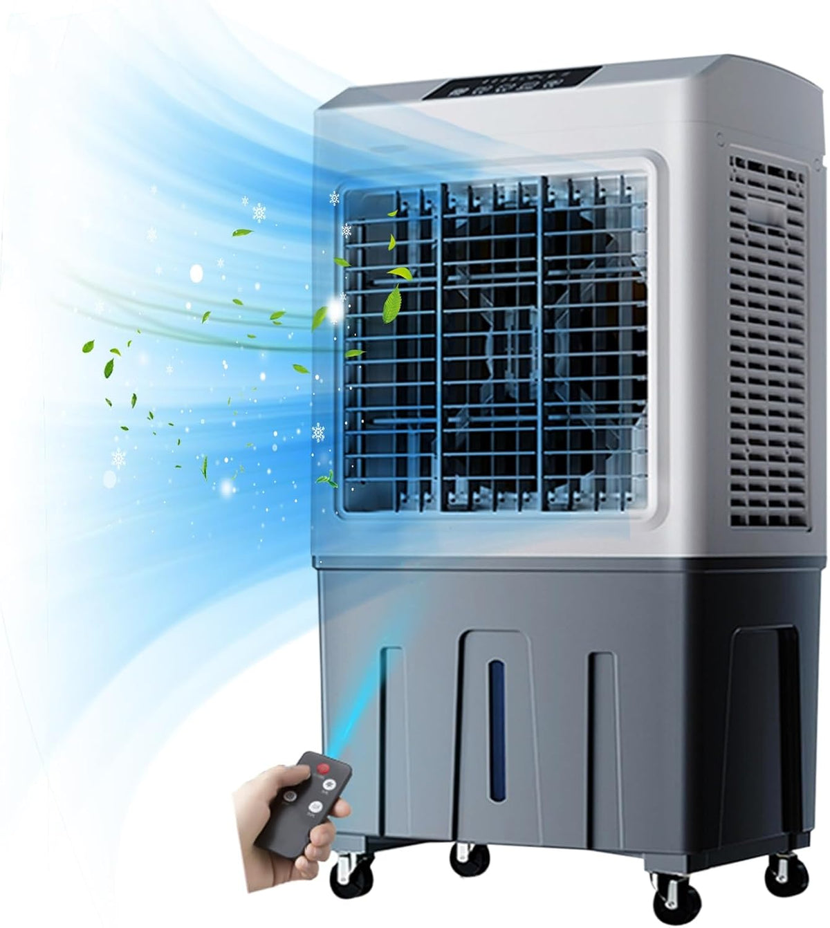 Condizionatore portatile, 3 Impostazioni di Velocità, Raffrescatore ad Acqua Di Grandi Tanica da 50 Litri, Timer 7.5H, Oscillazione, Jcgly