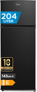 Frigorifero combinato, Nero, Congelatore da Montare in Alto, annum, controllo della temperatura regolabile, Luce LED, Midea MERT210FGE30
