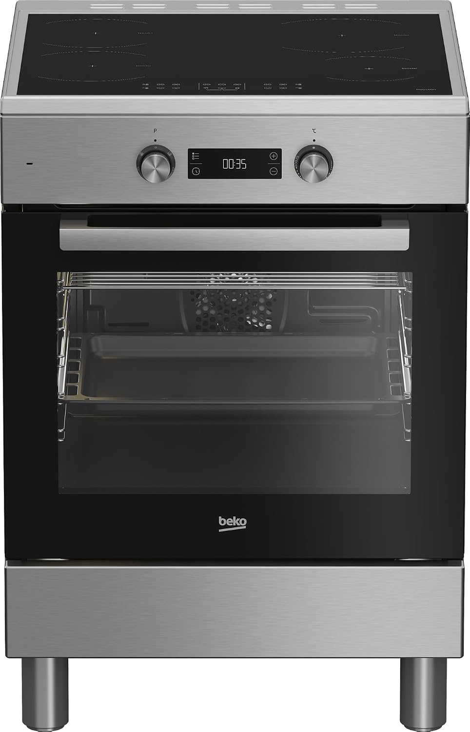 Beko FSE69300X Piano cottura, Forno Multifunzione con 6 Funzioni di Cottura, Grill Elettrico e Timer + a Induzione con 4 Zone Cottura, Classe A