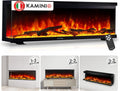 Caminetti elettrici, effetto fiamma 3D, Camino elettrico LEA - Caminetto 3-in-1 con vista panoramica, 12 colori di fiamma, riscaldamento, KAMINIO