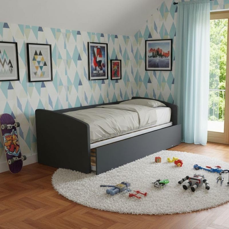 Divano, MOBILFINO CAMERETTE, letto singolo con secondo letto estraibile – Design funzionale - Bas