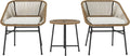 Outsunny Set bistrò, per Patio e Cortile, Color Legno, Set da Giardino 3 Pezzi in Rattan PE e Acciaio, Set di Mobili da Balcone