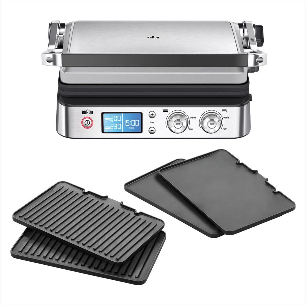 Bistecchiere, MultiGrill9 Griglia Elettrica a Controllo Elettronico con 2 Termostati Indipendenti, Funzione BOOST, Braun CG9043