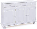 Inter Link Credenza, Cassettiera rustica - - Buffet - Stile rustico - Mobile laterale - Pino massiccio - 3 ante - 3 cassetti - Laccato bianco - Livio
