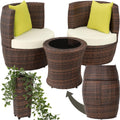 Set mobili da giardino, Poli Rattan e Alluminio, Sedia da Esterno, Poltrona Giardino, Tavolo con Sedie Esterno - Nero, 2 Sedie, 1 Tavolo, tectake