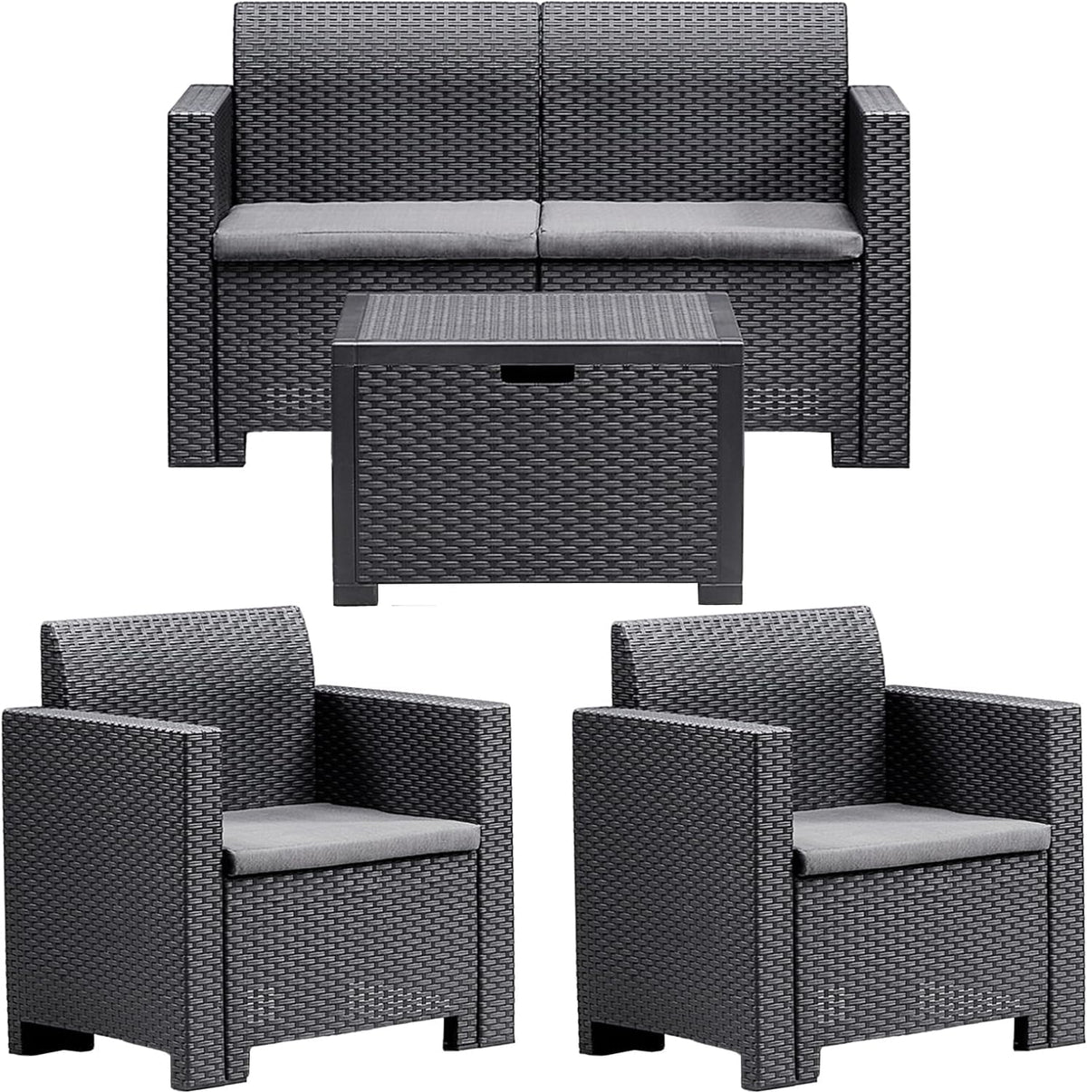 BICA Set mobili da giardino, 281 X 155 X 79 cm, Antracite, 9067.4 Set Nebraska 2 Salottini