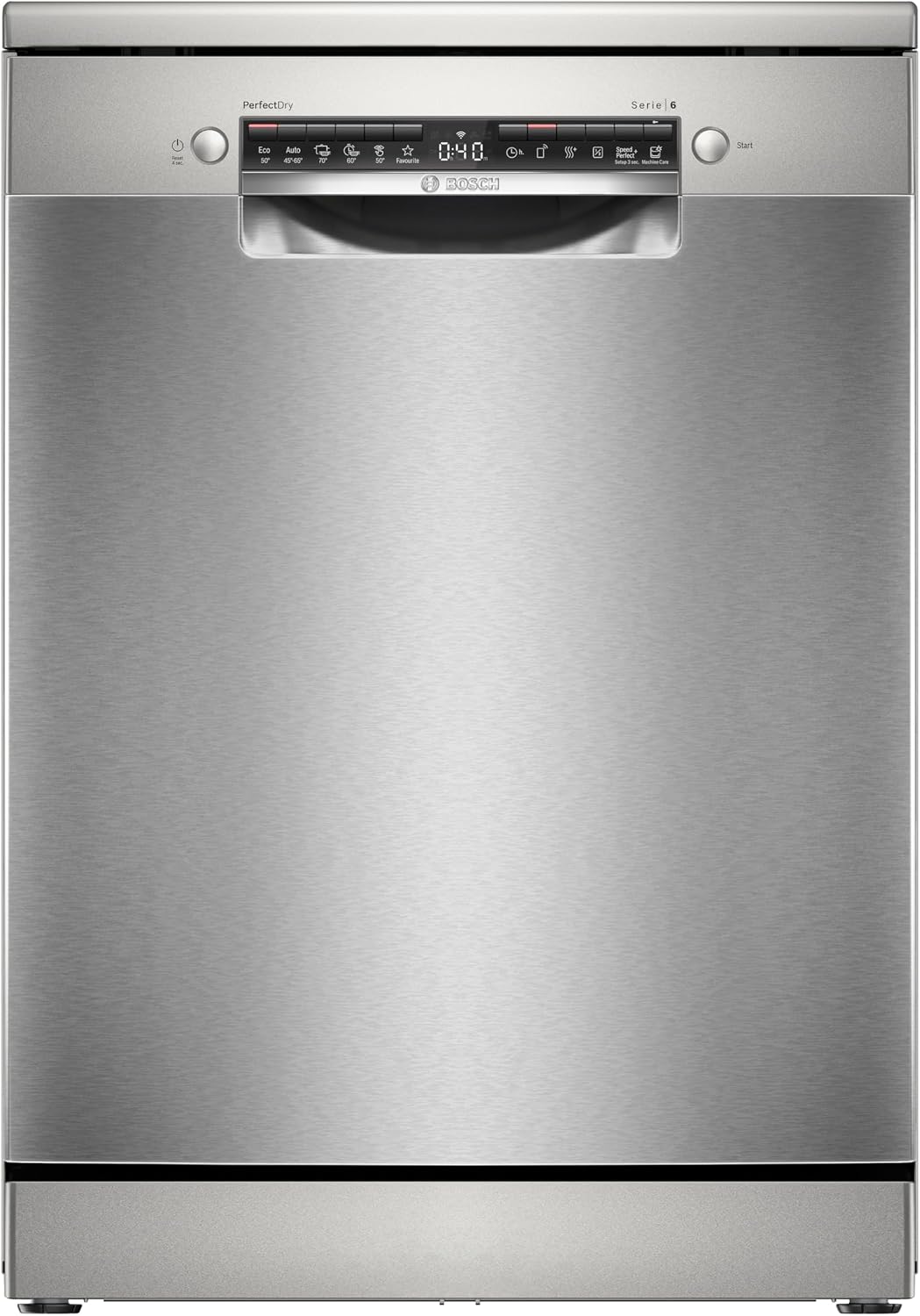 Bosch SMS6ZCI10E Lavastoviglie, Smart da libera installazione, Asciugatura con Zeolite, Cestelli personalizzabili, Serie 6, 14 coperti, Acciaio