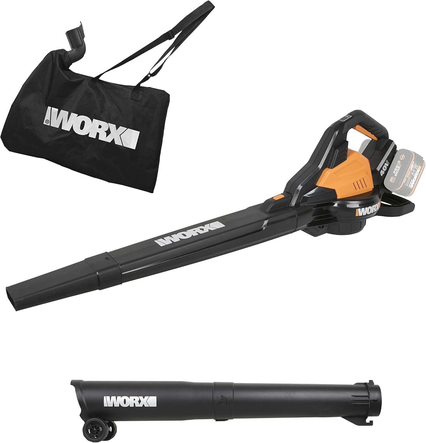 Soffiatori per foglie, .9 Soffiatore, aspiratore brushless da 40 V con sacco di raccolta - Solo utensile, WORX WG583E