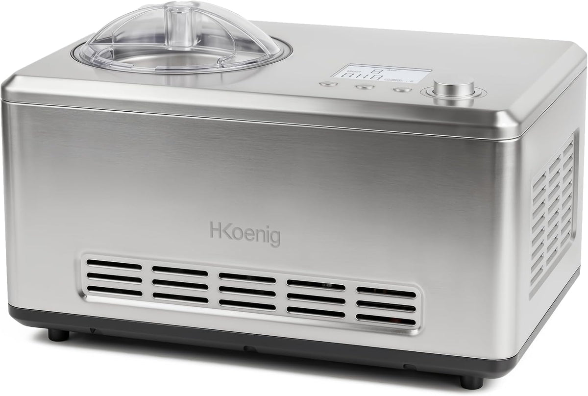 Macchine del gelato, 2 L, Frozen Yogurt e Sorbetti con compressore autorefrigerante, Inox, H.Koenig HF320
