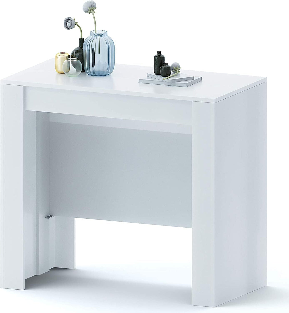 Console e tavoli da divano, Consolle Per Casa E Ufficio, Colore Bianco Lucido, Tavolo Consolle Allungabile Oslo Plus Fino A 3 Metri, Arreditaly