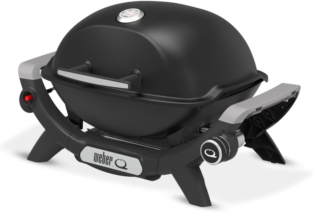 Weber 1100N Barbecue elettrici, 1 bruciatore, Q barbecue a gas, barbecue portatile, coperchio e corpo in alluminio pressofuso - Nero (1501925)