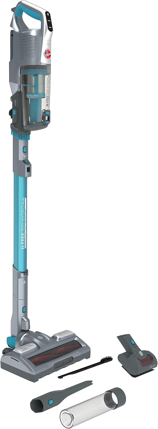 Hoover HF522YSP Aspirapolvere senza fili, Aspira e Lava, Mini Turbo Spazzola, Compatta, Autonomia 45 min, Blu
