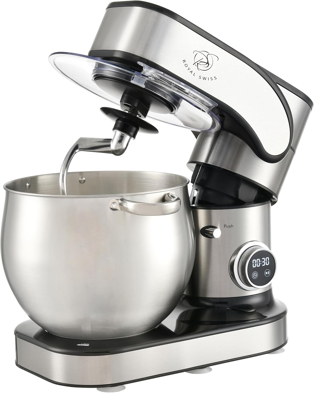 Royal Swiss Impastatrici, Impastatrice Planetaria 12 L 2000 Watt, 12 Velocità e Timer, Ciotola Inox XXL, Sistema Planetario, Pane