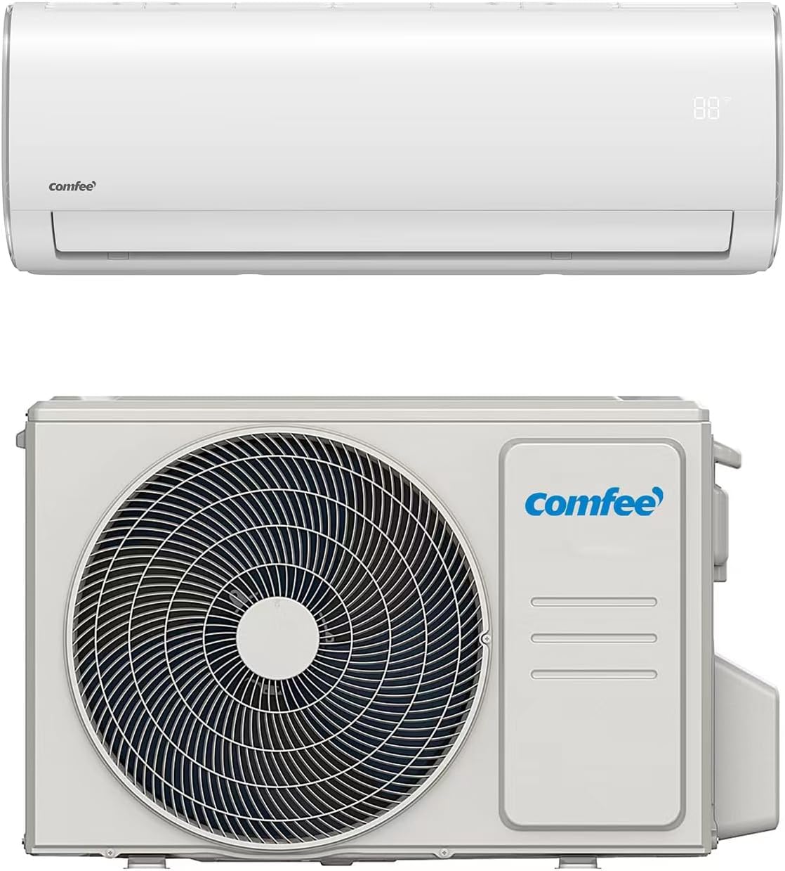 COMFEE' R32 Climatizzatore split, Climatizzatore Monosplit 9000 BTU Inverter, 1 Unità Interna + 1 Unità Esterna, TROPICAL 9K, GAS, Kit Wi-Fi incluso