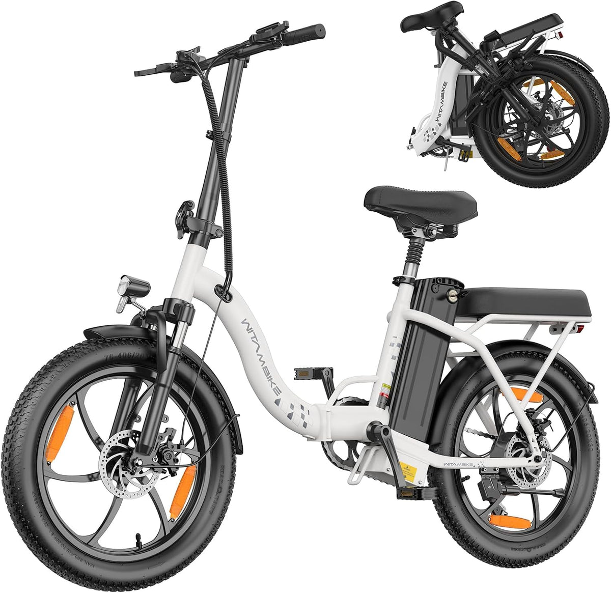 Biciclette elettriche pieghevoli, Freni a Disco 20x3.0 Fat Tire Urban Electric Bike, 47 Nm 7 Velocità, ZAZAWORK