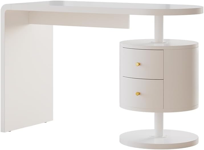 Scrivanie, adatto per postazioni di lavoro al computer e applicazioni home office, 120 x 50 cm con 2 cassetti, Scrivania Lara, Bianco lucido, Vicco