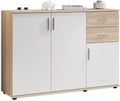 Comò e cassettiere, bianco, 120 x 82 x 35 cm, BOBBY, Cassettiera, effetto rovere Sonoma, Stella Trading
