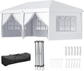 Gazebo, Bianco, da Esterno con 12 Fori di Draneggio in Metallo e Oxford, per Giardino, 2 Porte e Borsa da Trasporto, Feste, Outsunny