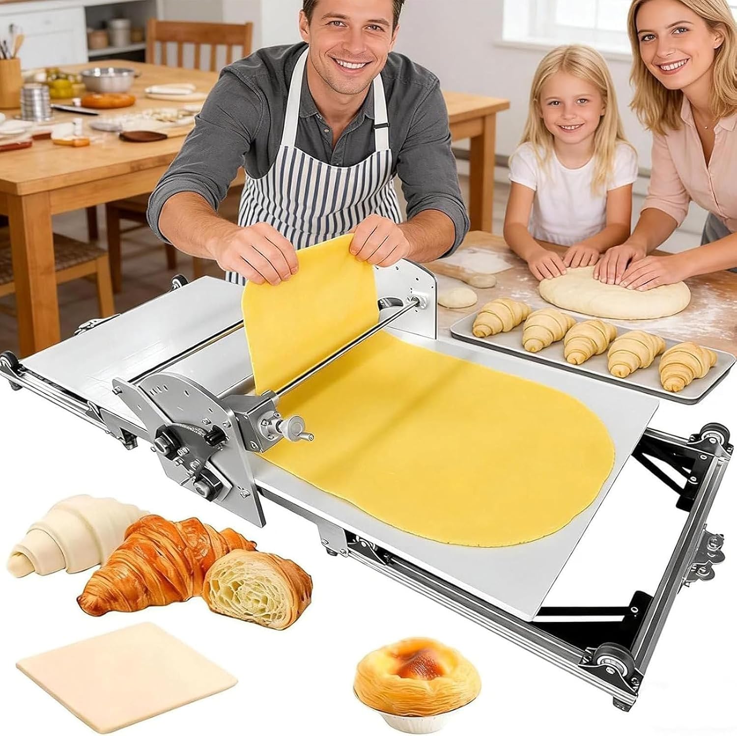 Macchine per pasta a mano, Per Panetteria, Controllo Dello Spessore Da 2 a 30 mm, Sfogliatrice Elettrica Commerciale, Sfogliatrice Pieghevole, ZXSYYDS